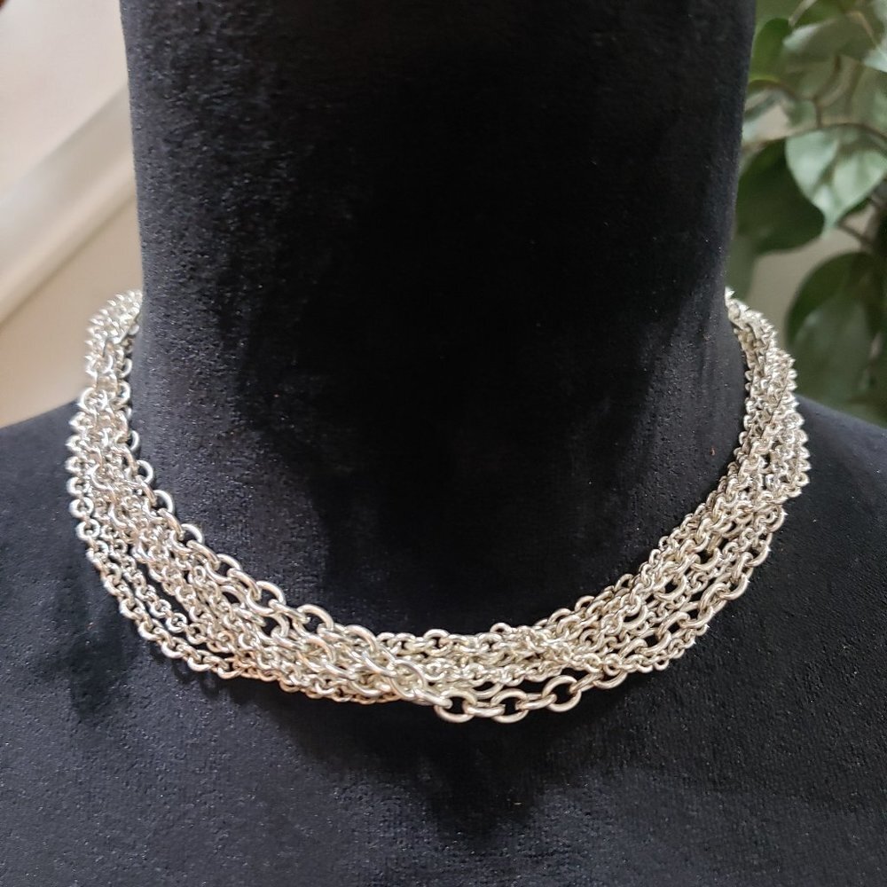Women's Solid Multilayer Silver Link Chain Stylis… - image 1
